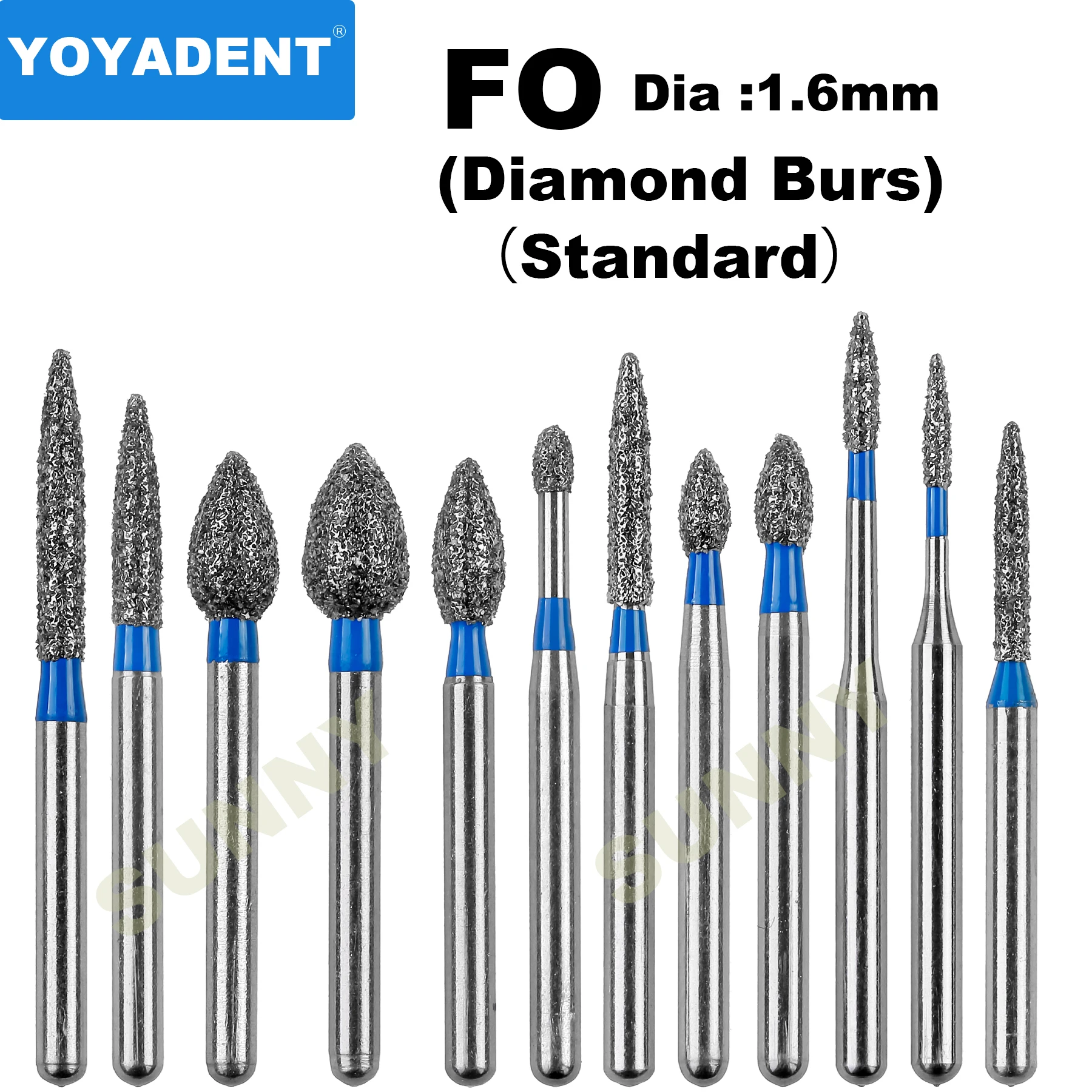 

FO Type Standard Dental Diamond Burs Dental Burs Dentistry Strawberries for High Speed Handpiece Dia.1.6mm 10Pcs/Pack