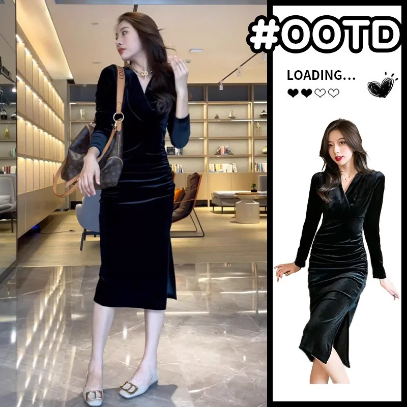 ชุดเดรสผู้หญิง ชุดเดรสออกงานกลางคืน ผ้าถัก ลายบล็อกสี แต่งสม็อค ทรงบาน สตรีทแวร์ ทันสมัย สไตล์ Y2K เท่ห์ ศิลปะ ลุคคนเมือง สไตล์มินิมอล