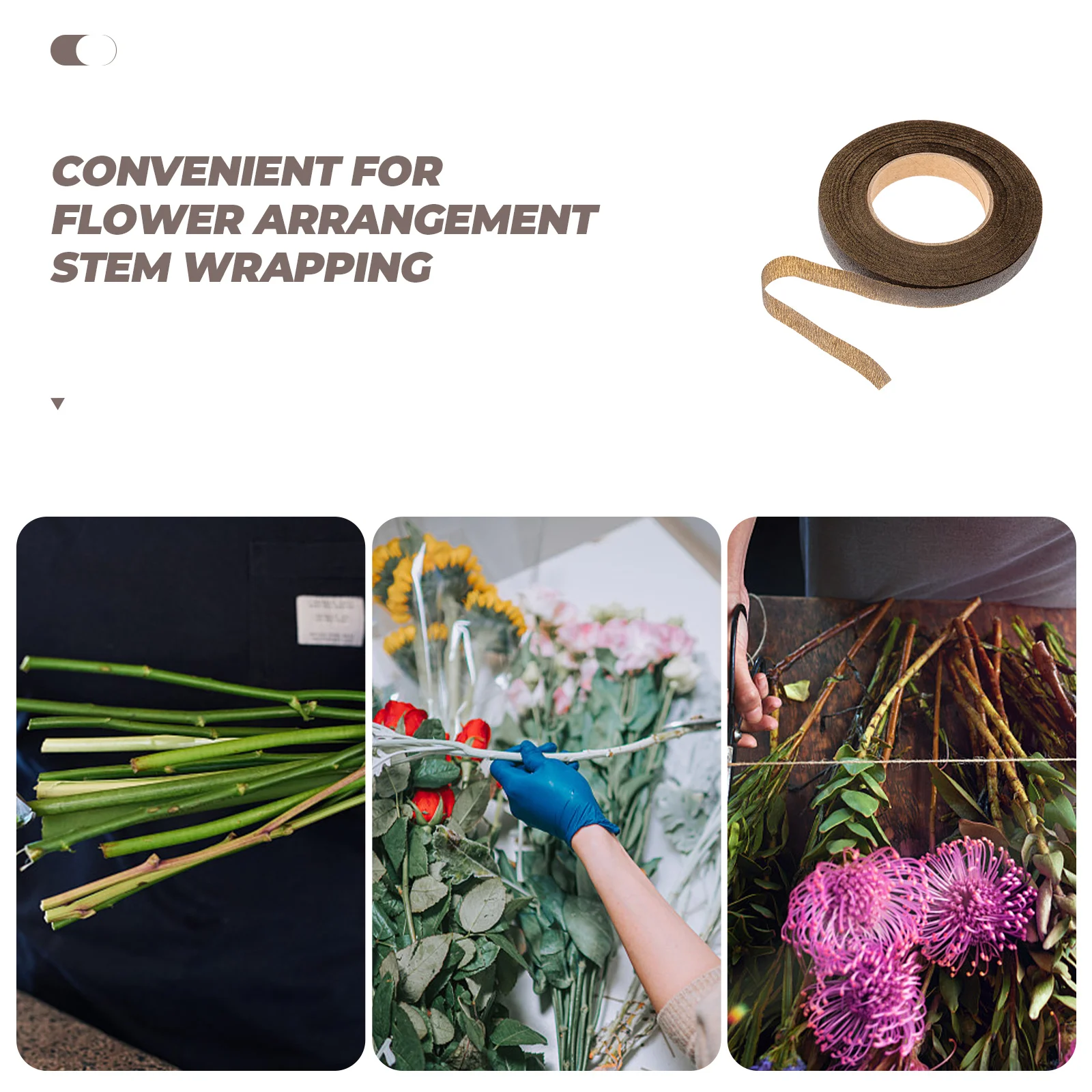 

12 Rolls Dark Brown Paper Tape Bouquet Stem Wraps Handmade Flowers Floral Wedding