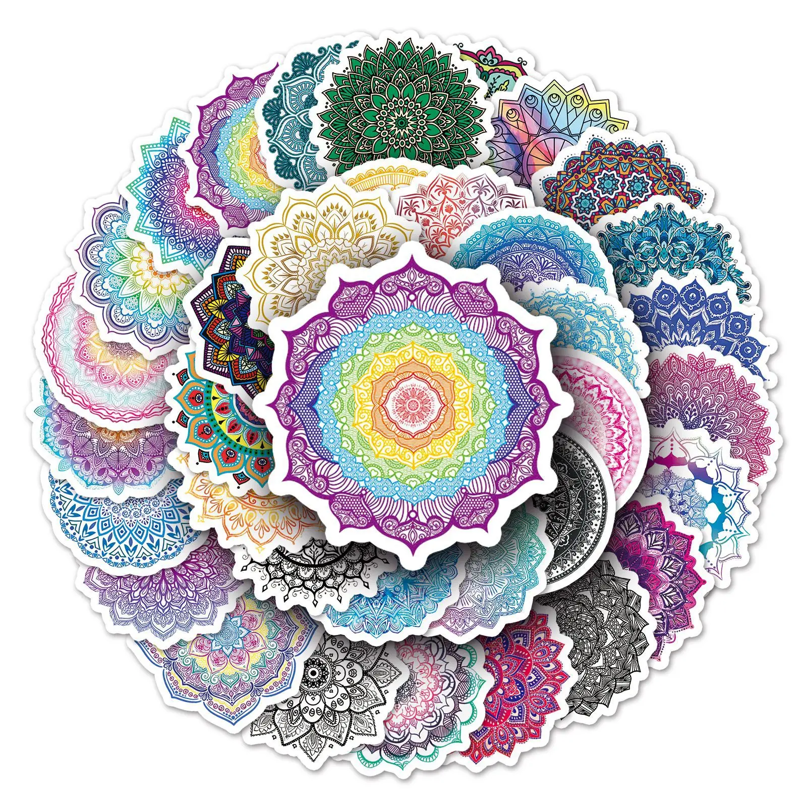 50szt Mandala Graffiti Telefon komórkowy Komputer Kubek na wodę Dekoracyjny notes Wodoodporna kreatywna naklejka