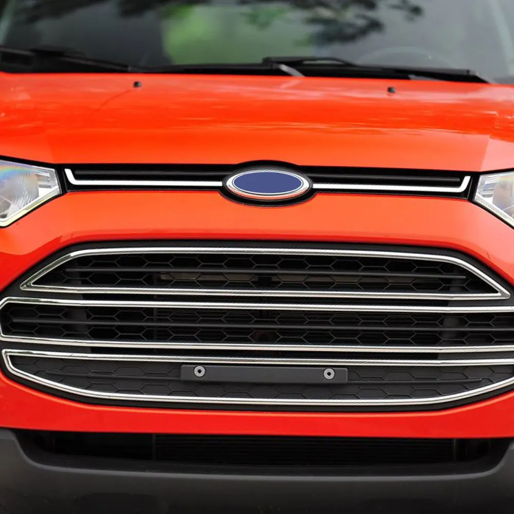 2Pcs Car Front Grille Decoration Cover Front Logo Side Decoration Trim Sticker for Ford Ecosport 2012 - 2017 ABS Chrome Acc - view 2