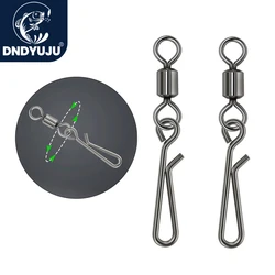 DNDYUJU 100/50pcs Fishing Connector Rolling Swivels Interlock Pin Snap 2#-10# For Fish Hooks Lure Carp Fishing Accessories