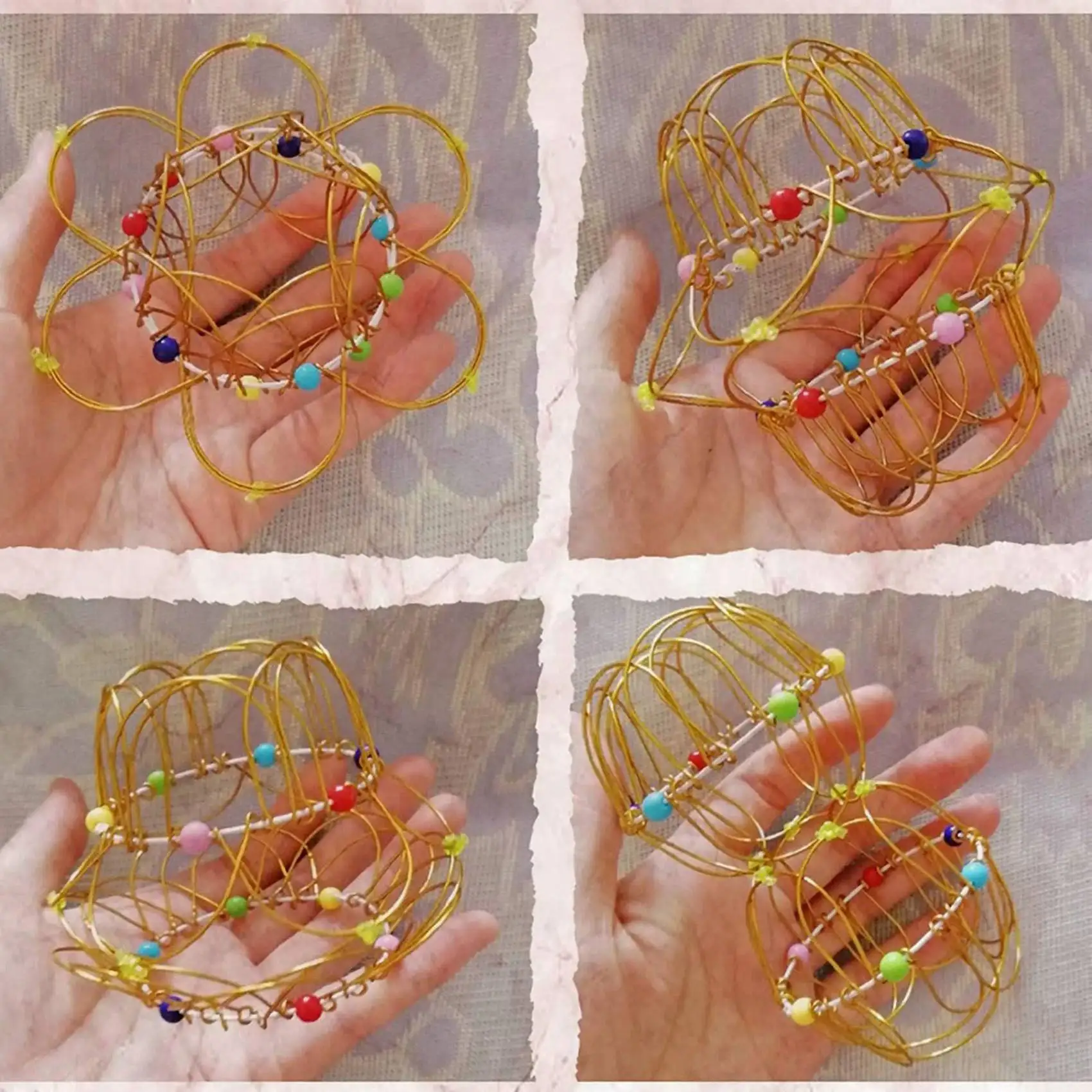 A63T-14PCS Magic Mandala Flower Basket Magic Loops Wire Fidget Flexible Basket Soft Magical For Adults Kids