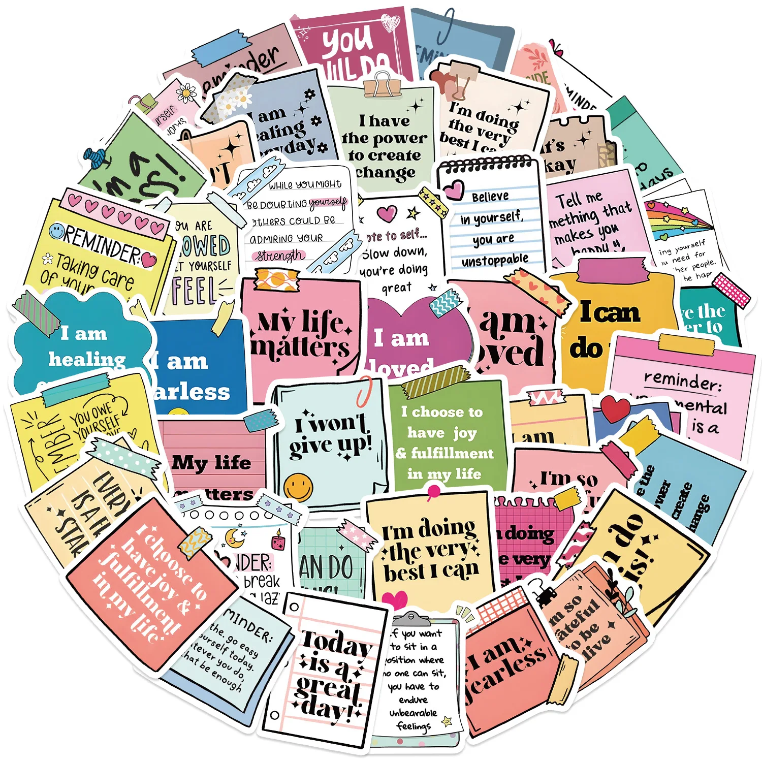 

50PCS Cartoon Inspirational Phrase Label Graffiti Sticker Personalized Decoration Guitar Laptop Luggage Waterproof Decal