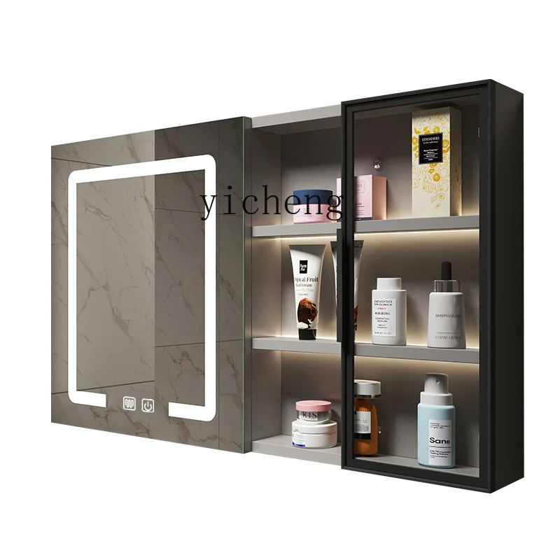 XL Bathroom Mirror Box Multi-Layer Solid Wood Storage Cabinet Wall Hanging Water Sensing Bathroom Mirror Cabinet