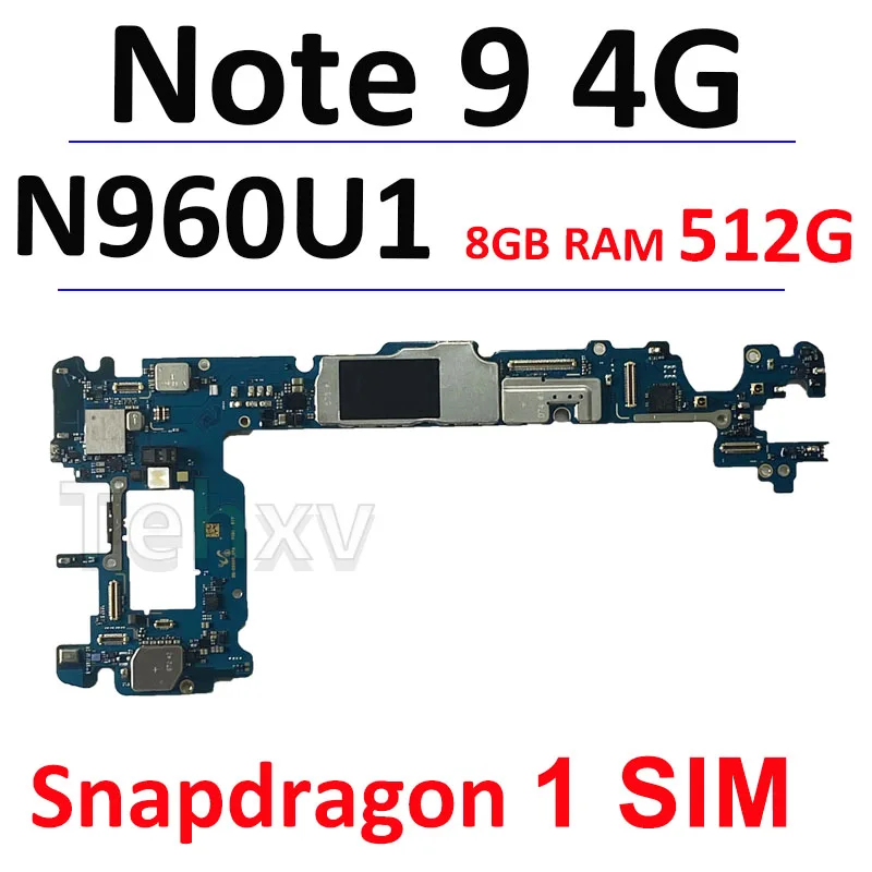 Motherboard Logic Board For Samsung Galaxy Note 9 N960F N960F/DS N9600 N960N N960U1 Unlocked Clean IMEI  512G 128GB