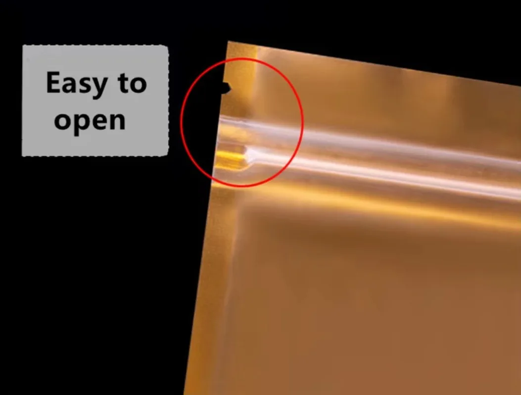 100 قطعة من أكياس زيبلوك من رقائق الذهب الشفافة من جانب واحد - أكياس نافذة شفافة قابلة للإغلاق للقهوة ومستحضرات التجميل واللوازم المكتبية