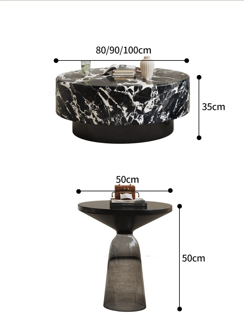 Minimalist marble round coffee table combination household size round living room new coffee table