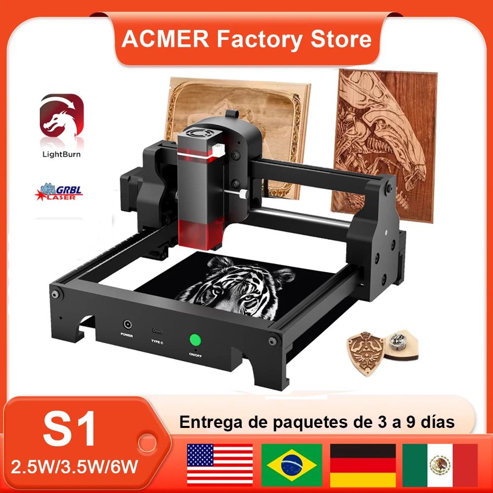 

ACMER S1 Laser Engraving Machine 2.5W/3.5W/6W Versatile Engraving Wood Lacquered Metal Leather for hobbyists and professionals