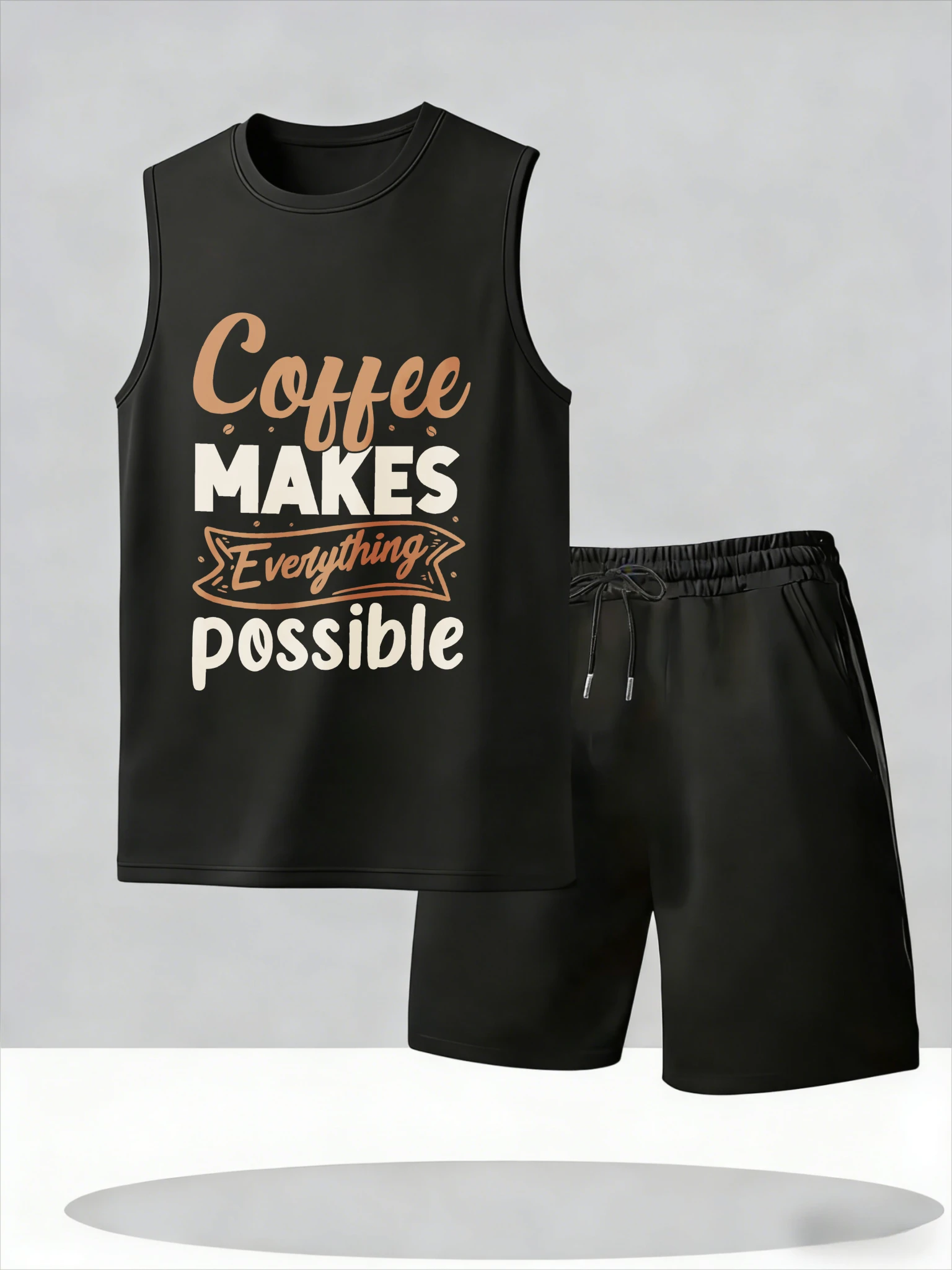 

Men's Tank Top Sets 2026 Summer Thin Quick Dry seaside two-piece set sports crewneck Breathable oversize 2 piece set beach