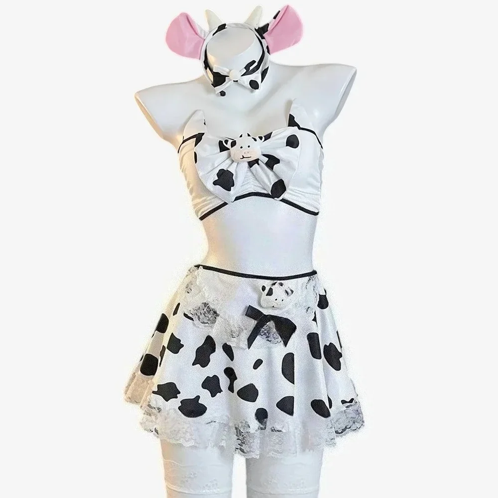 Anime Dienstmädchen Niedliches Kuh-Uniform-Outfit Dienstmädchen-Kostüm für Erwachsene Japanisches Mädchen Rollenspiel Unterwäsche Nachthemd Dessous