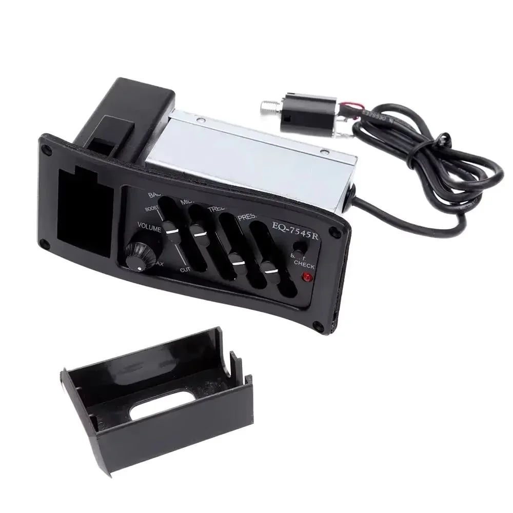 4 Band Guitar Pickup Acoutic Guitar EQ Piezo Pickup Acoustic Guitar Pickup Preamp Amplifier Equalizer Tuner for Acoustic Guitars
