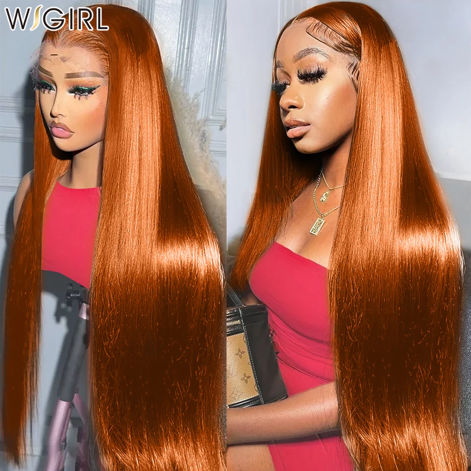 40 Inch Ginger Orange 13x4 Straight Lace Frontal Wig Transparent Lace Front Human Hair Wigs Brazilian 13x6 HD Lace Frontal Wigs