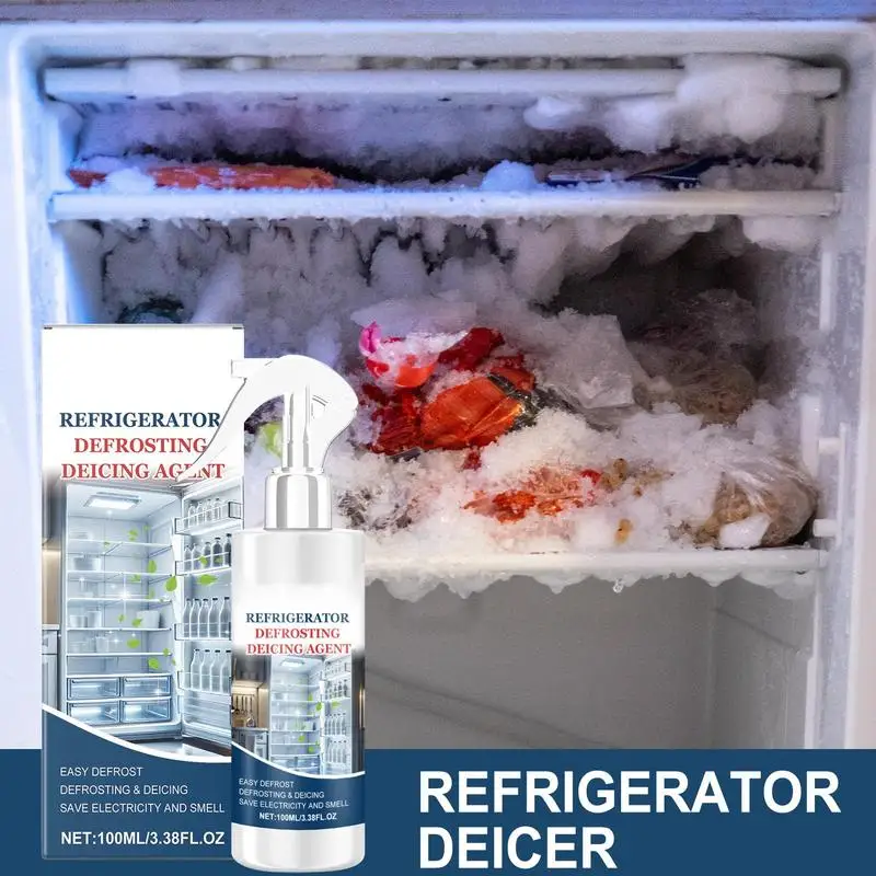 Freezer Deicing Agent 100ml Ice Layer Remover Solution Refrigerator Defrosting Deicer Cleaner For Home Kitchen Fridges