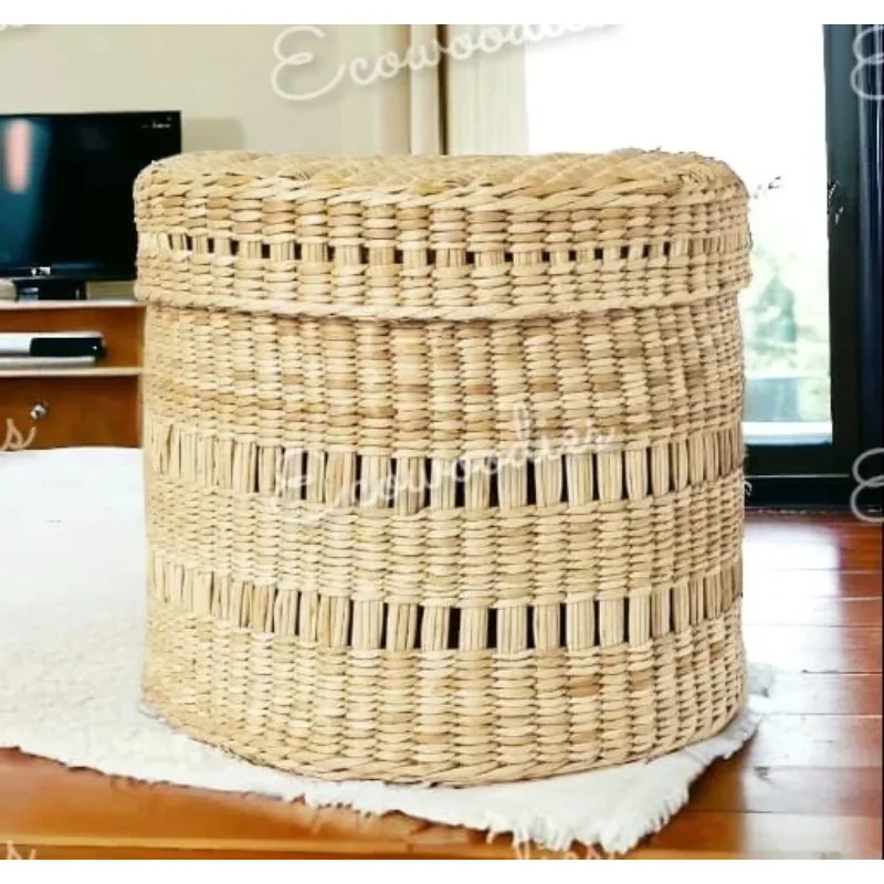 Handgewebter Wäschekorb aus Rattan