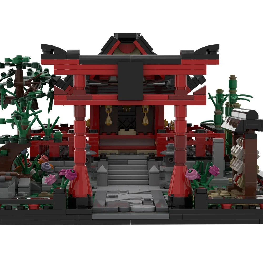 وحدات بناء معمارية MOC-Japanese ، نموذج مزار شنتو صغير ، طوب معبد ، منظر شارع ، لعبة الأضرحة ، هدية للأطفال