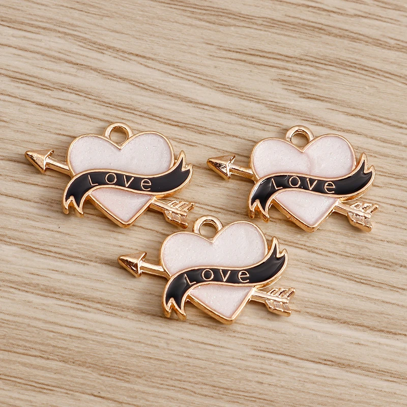 Tusember 20 Stück Süße Emaille-Liebespfeil-Herzanhänger für Ohrringe, Armbänder, Halsketten, Anhänger, Schmuckherstellung, DIY Handgemachtes Zubehör – Detail 8