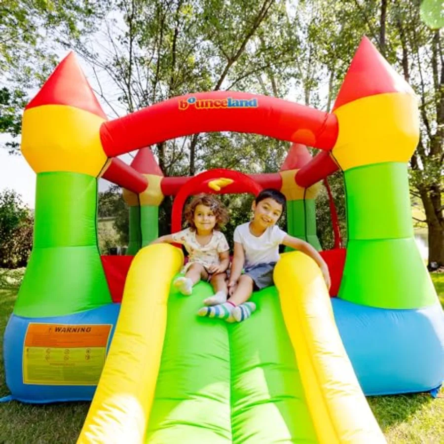 Castillo Bounce House con bóveda inflable de aro de baloncesto, tobogán divertido, apertura de entrada segura, 12 pies x 9 pies x 7 pies de alto