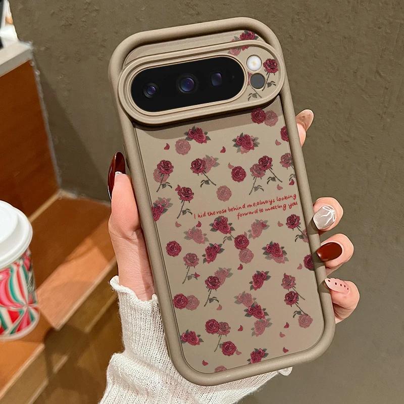 Rose Flowers Patterned Soft TPU Phone Case For Google Pixel 10 9 8 Pro 9A 8A 10 9 Pro XL 7 Pro 7A Shockproof Silicone Back Cover