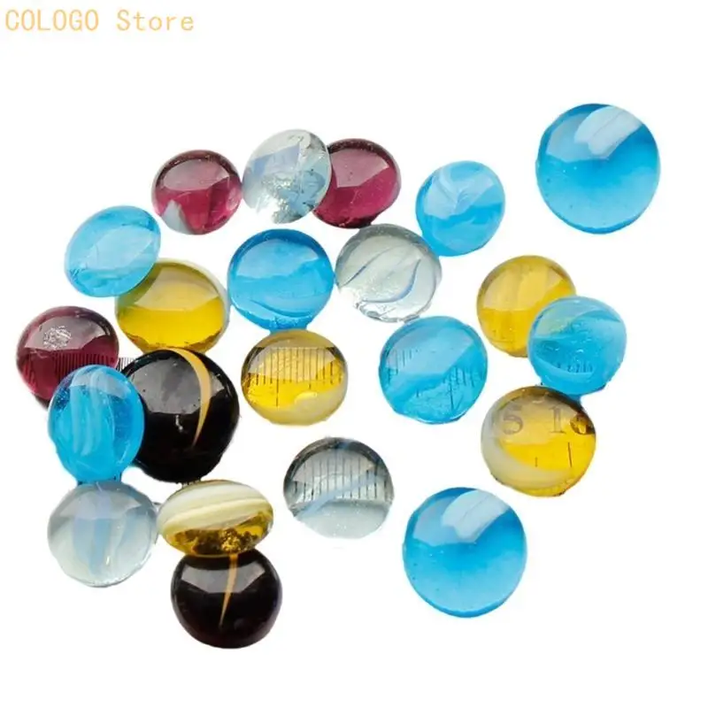 

2.2Pounds Glass Bead Stones Marble Beads Colorful Flat Back Bead Set for Creative House Decoration and Vase Crafting D0LD