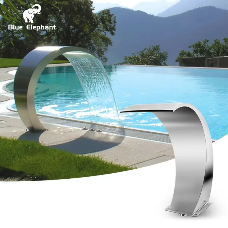 

STLF High Quality Curved Hook Power Spray Curtain Stainless Steel Swimming Pool Waterfall