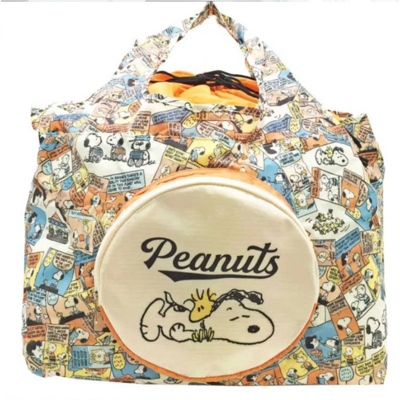

Kawaii Snoopy Cute Anime Large Capacity Folding Shopping Bag Drawstring Storage Shoulder Bag Eco-Friendly Bag Cartoon Picnic Bag