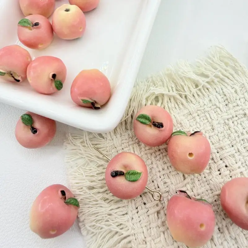 (.) 5Pcs 14x15MM 3D Resin Simulation Fruit Charms Pendant Spacer Loose Beads For DIY Jewelry Bracelet Earrings Accessories