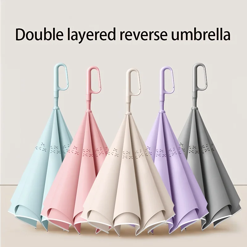

Double layer umbrella frame with loop buckle, reverse umbrella, double-layer umbrella cloth, breathable umbrella