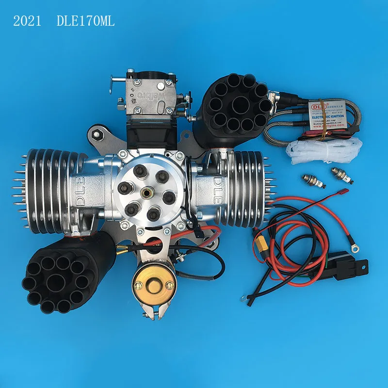 2021 New 170ML Parachute Engine Twin Cylinder Natural Air Cooled Electric Start Engine, (Instrument Parts & Accessories)