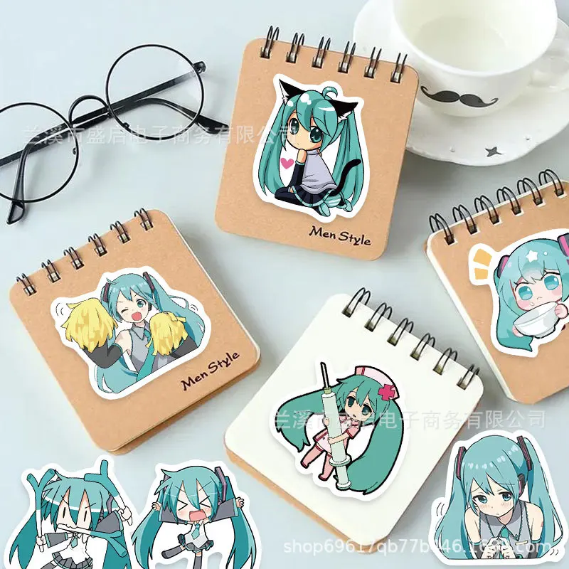 HATSUNE MIKU Série Dos Desenhos Animados HD Impresso Etiqueta, Decoração Bonito, Notebook, Telefone, DIY, Conta Mão, Diário, Etiqueta Presentes, 65pcs por conjunto