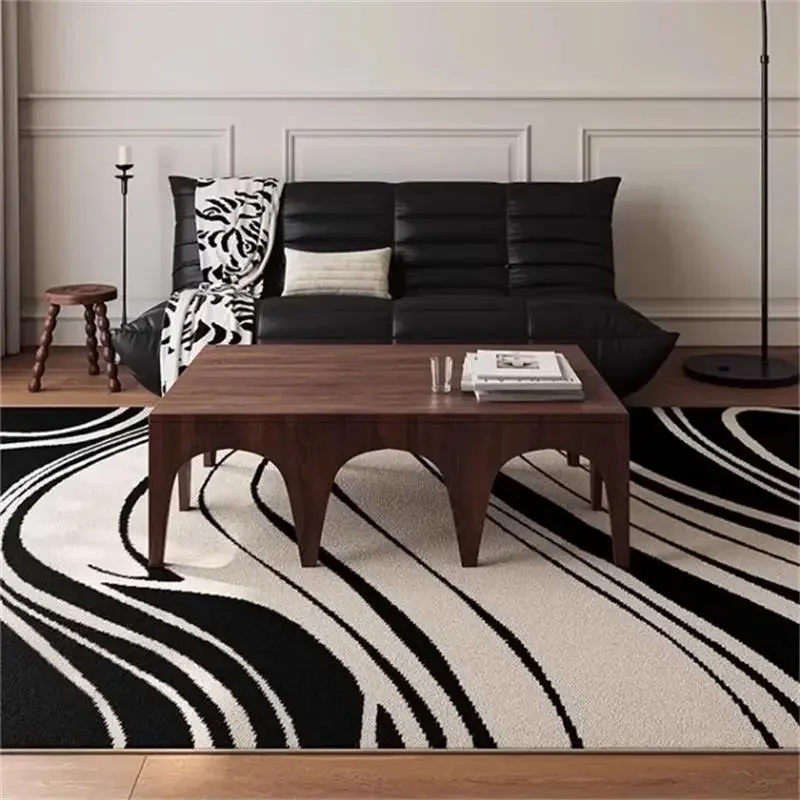 Modern Minimalist Living Room Oversized Carpet Black and White Bedroom Carpets Abstract Stripe Lines Rug Removable Non-slip Rugs