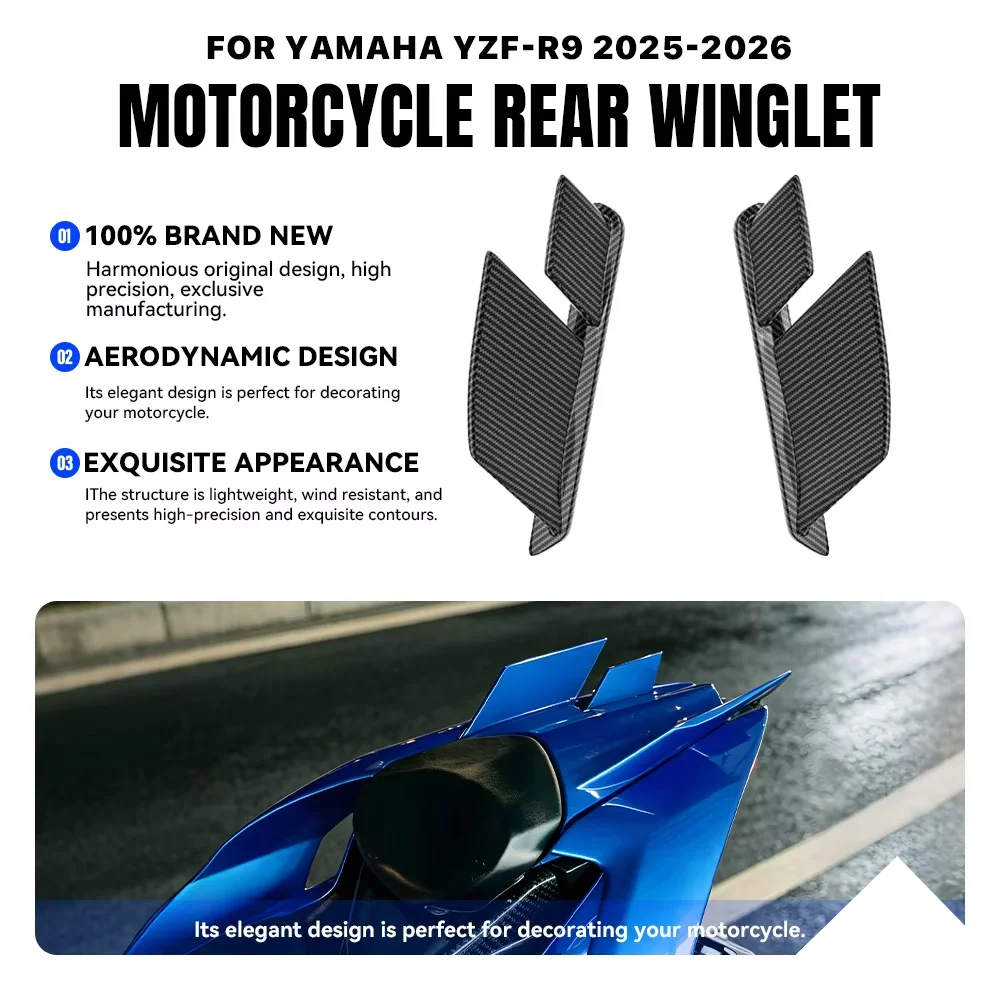 Motorcycle Rear Tail Wing Rear Spoiler Side Winglet Aerodynamic Rear Tail Side Panel Fairing For YAMAHA YZF-R9 YZFR9 2025-2026