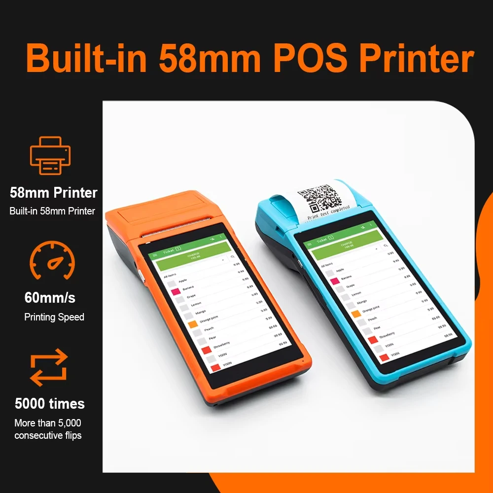 Q1 Q2 Handheld Thermal Receipt POS Printer Android Terminal Mobile Bill Ticket Printer 58mm Wireless Bluetooth PDA With Scanning
