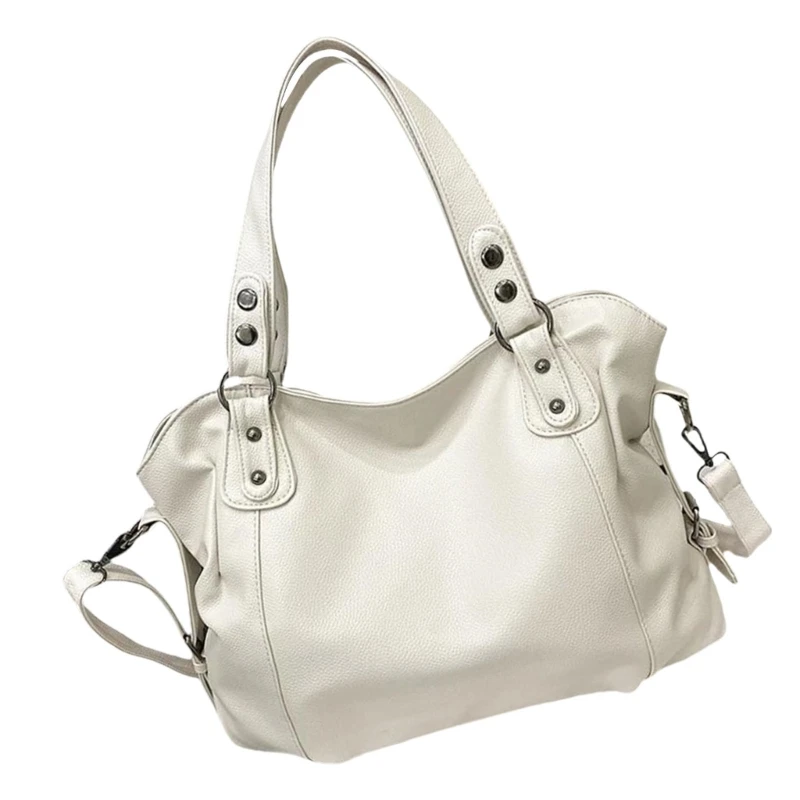 E74B Bolso espacioso para mujer, bolso cruzado cuero PU, bolso hombro informal con correa ajustable para uso diario