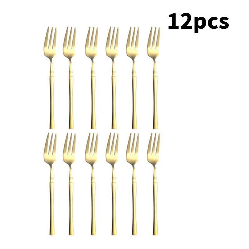 4/8/12PCS stainless steel mirror gold dessert fork tea fork suitable for hotel restaurannt family Wedding birthday party