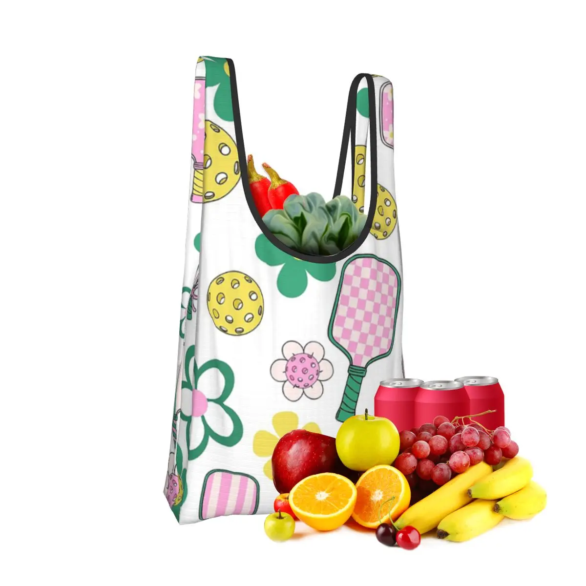 

Узор Pickleball, Pickleball Paddle, Pickleball Ball Портативные сумки-тоут Складная сумка через плечо Сумка для покупок Бакалея