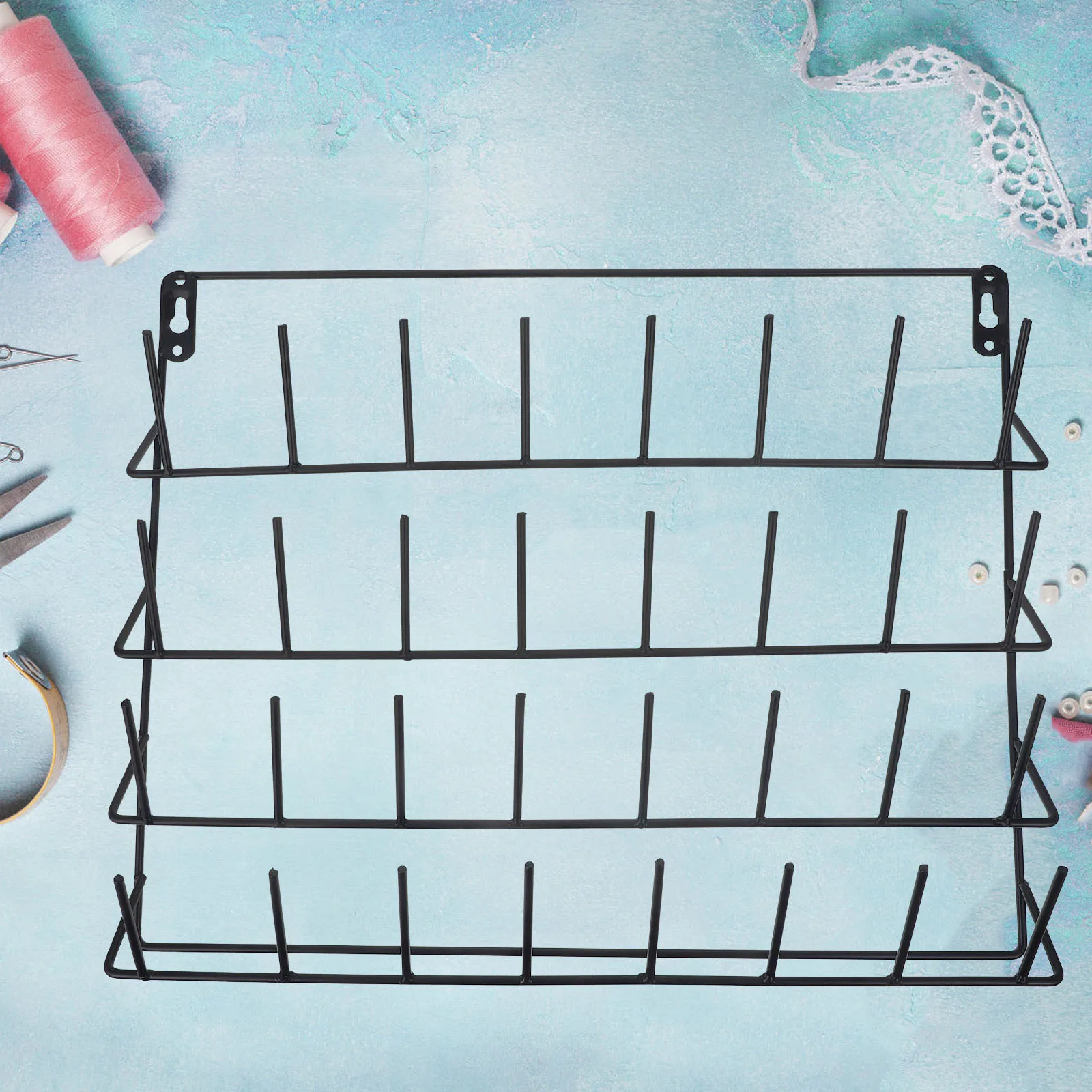 

32 Spools Thread Rack Iron Organizer Wall Mounted Sewing Accessory Smooth Round Practical Gift Thread Holder