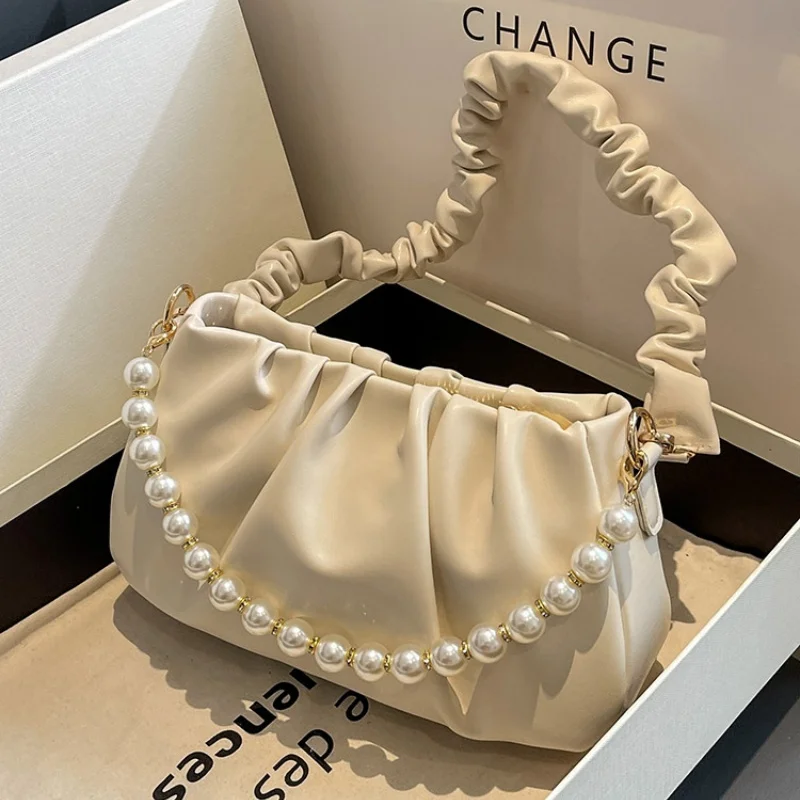 

Доставка Новая французская сумка-цепочка с бисером, плиссированная сумка через плечо под мышками, кошельки и сумки Женская Сумочка