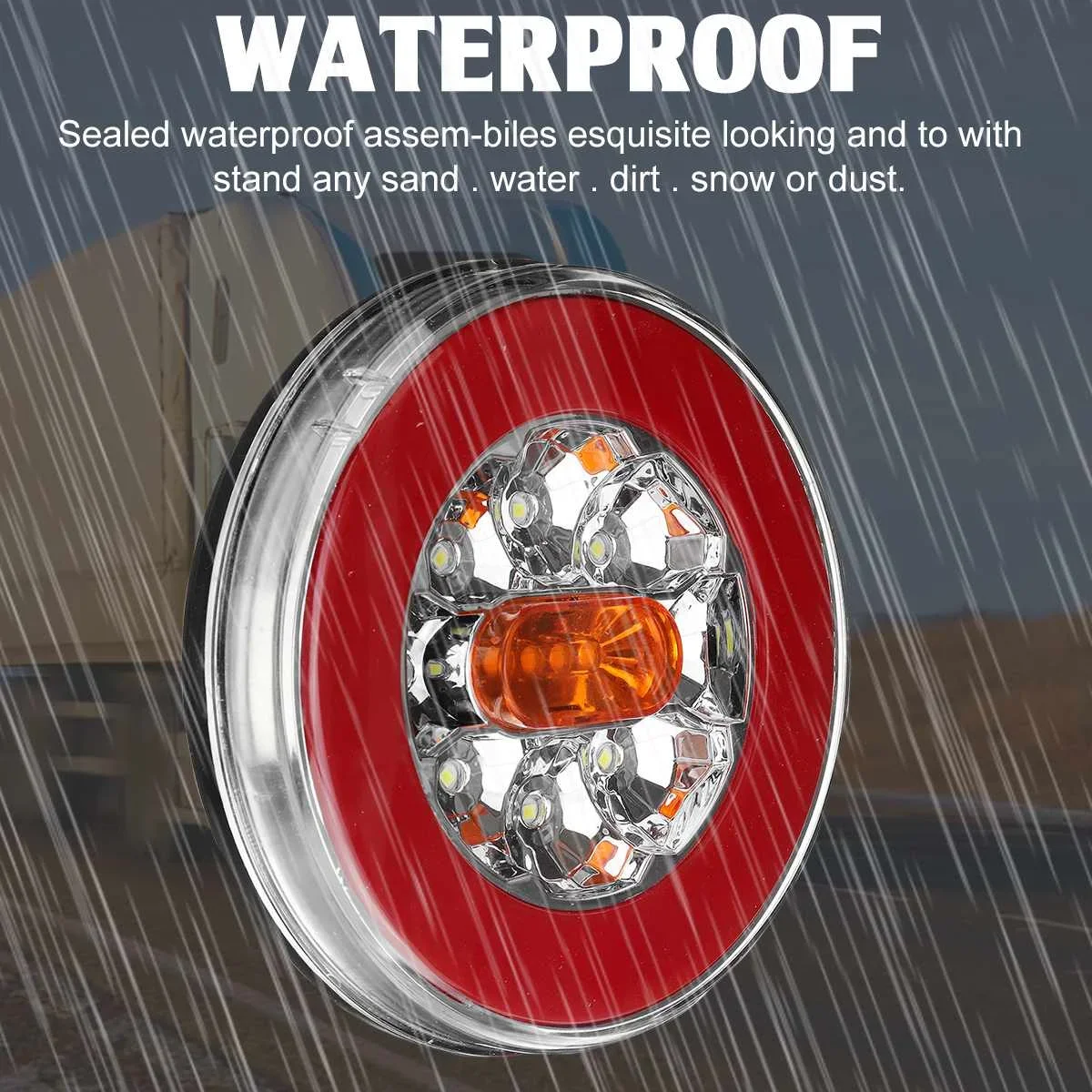 

1x светодиодный задний фонарь для грузовика 12-24 В, 4 в 1, динамический задний фонарь сигнала заднего хода, задний стоп-сигнал для автомобиля, прицепа, грузовика, автофургона