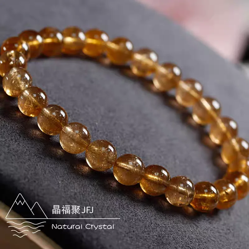 

Natural Yellow Tourmaline Bracelet Clear Round Beads Watermelon Tourmaline 7.5mm Rare Women Men Jewelry AAAAAAA