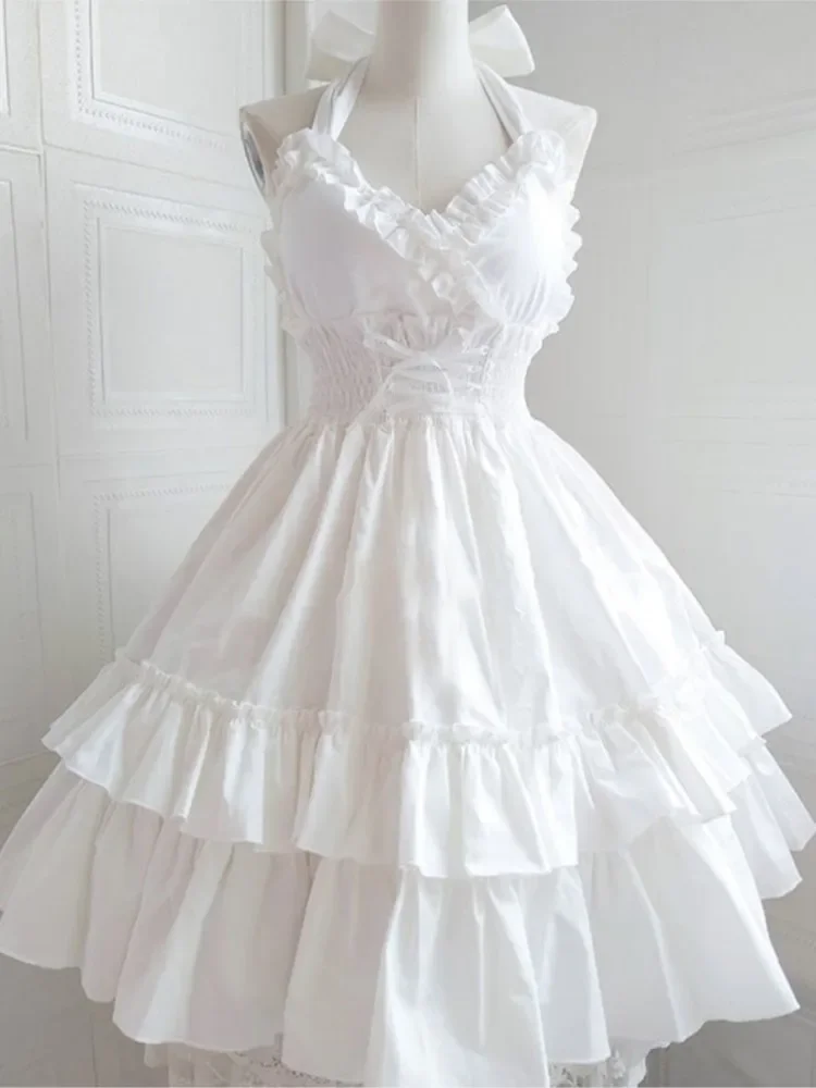 Abito estivo classico elegante con bretelle Lolita Solid Kawaii Lolita Retro Soft Girl Tea Party abito con bretelle JSK