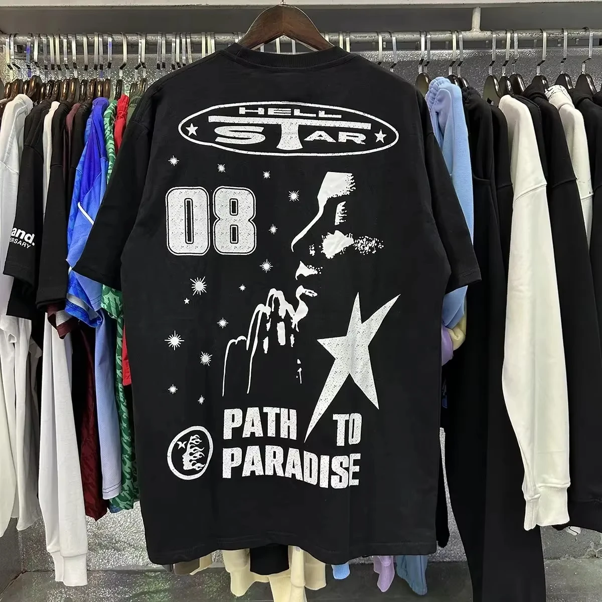 2025 American Street Vintage Digital No. 08 PATH TO PARADISE PrintedCasual Short Sleeve T-Shirt Men Trendy Brand Clothe