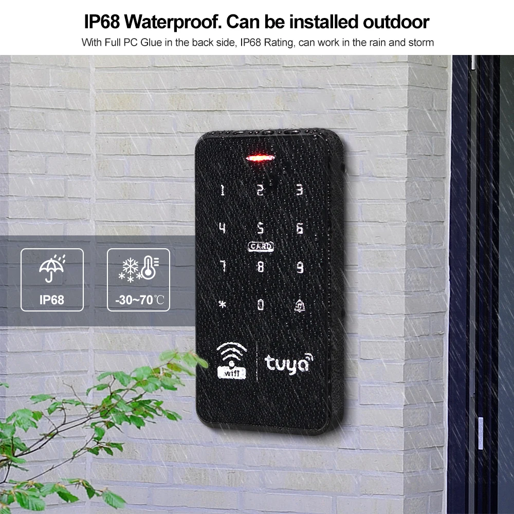 Wifi Tuya Smart Access Controller Rfid Toetsenbord Ip68 Waterdicht Touch Toetsenbord 13.56Mhz Wachtwoord Lock App Afstandsbediening Systeem