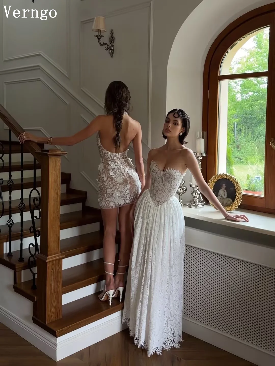 Picture 4: Verngo Luxury Lace Wedding Dress Sweetheart A Line Pleated Bridal Gowns Women Elegant Prom Bride Dresses Customized