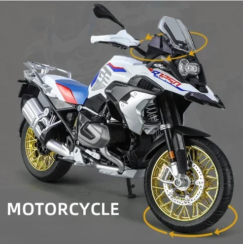 1:9 BMW R1250 GS with Accessories, Alloy Motorcycle Model Decoration, Gift Box, Holiday Gift