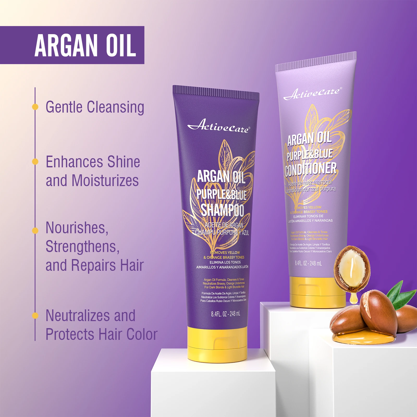 248 مل/8.4 أوقية بلسم زيت الأركان الأرجواني والأزرق، يغذي ويرطب بعمق، شعر جاف/شعر تالف، مناسب للأشقر #3