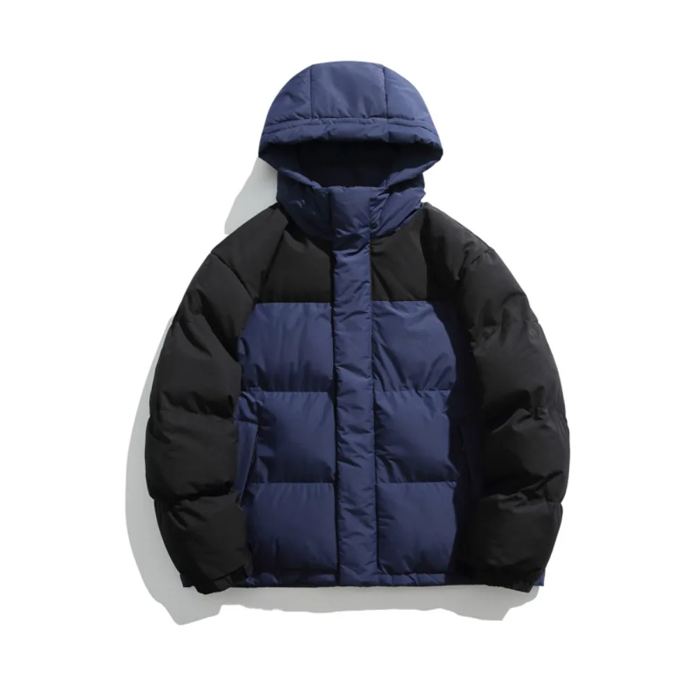

2025 Autumn and Winter Hooded Contrast Color Cotton Coat Men's Jacket Comfortable Warm Top