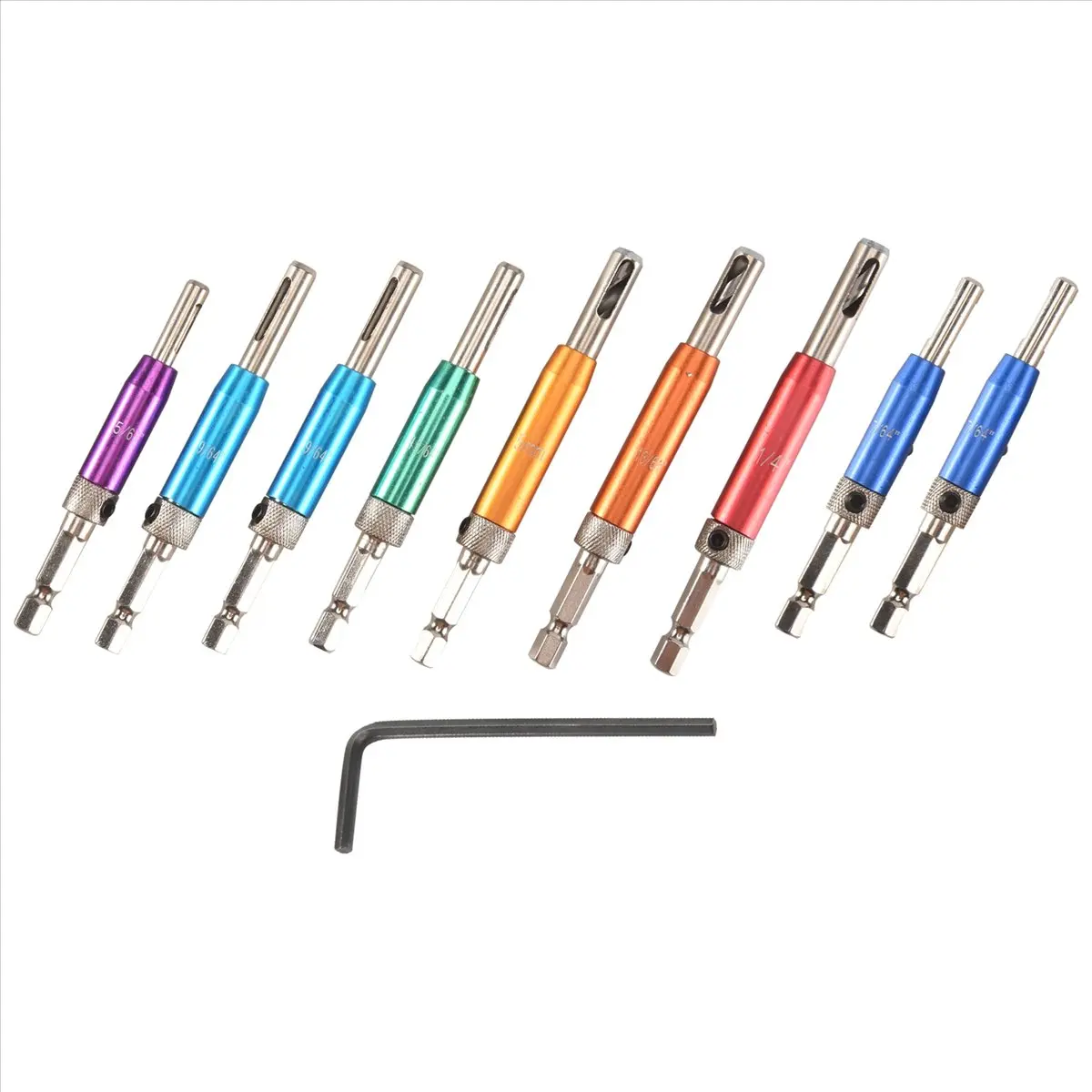 【Multifunctional】 Self Centering Drill Bit Set 1/4Inch Hex Shank Bit, 5/64In to 1/4In Center Drill Bit Set Custom Hinge Drill Bi