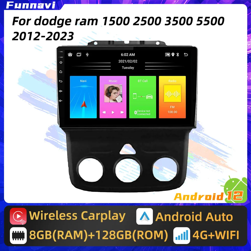 

2 Din Android Car Radio Multimedia for Dodge Ram 1500 2500 3500 5500 2013-2023 GPS Navigation Carplay Auto Stereo Autoradio