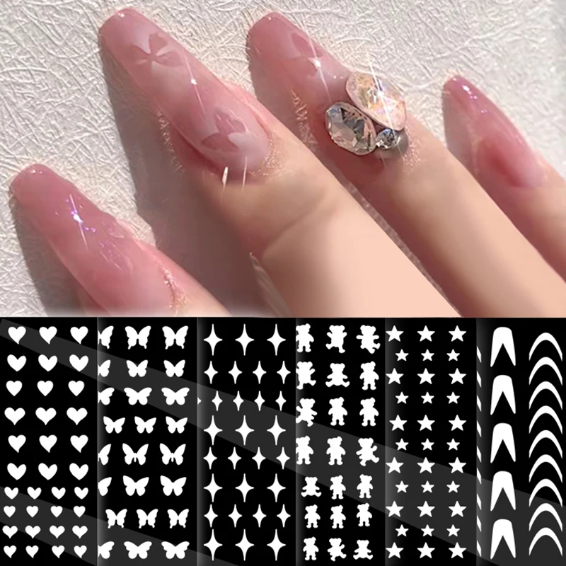 3d Hohl Nagel Aufkleber Spray Farbe Vorlage Sternförmigen Schmetterling Liebe Bär Nagel Aufkleber Geeignet Für Diy Nagel Dekoration werkzeuge